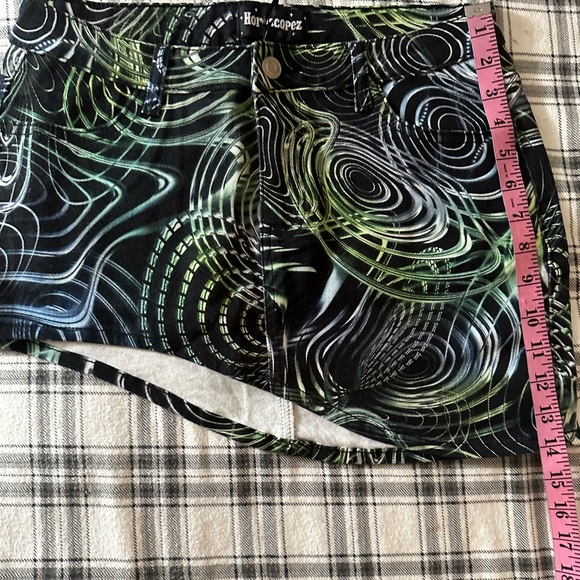 Horoscope X Dolls Kill Green Black Pulse Effect Denim Mini Skirt & Corset NWT M - Picture 13 of 16